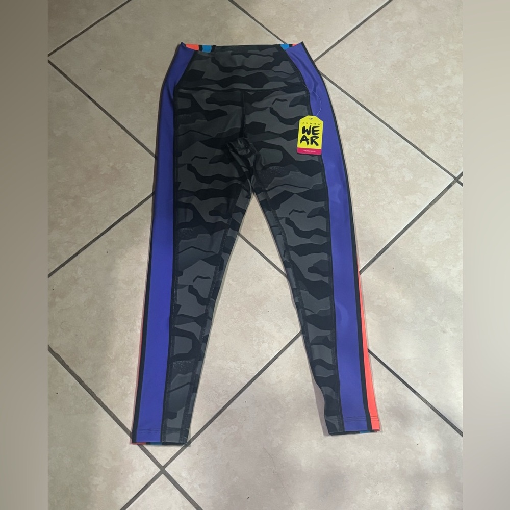 Zumba Fitness Camouflage Leggings with Purple and Red Accents